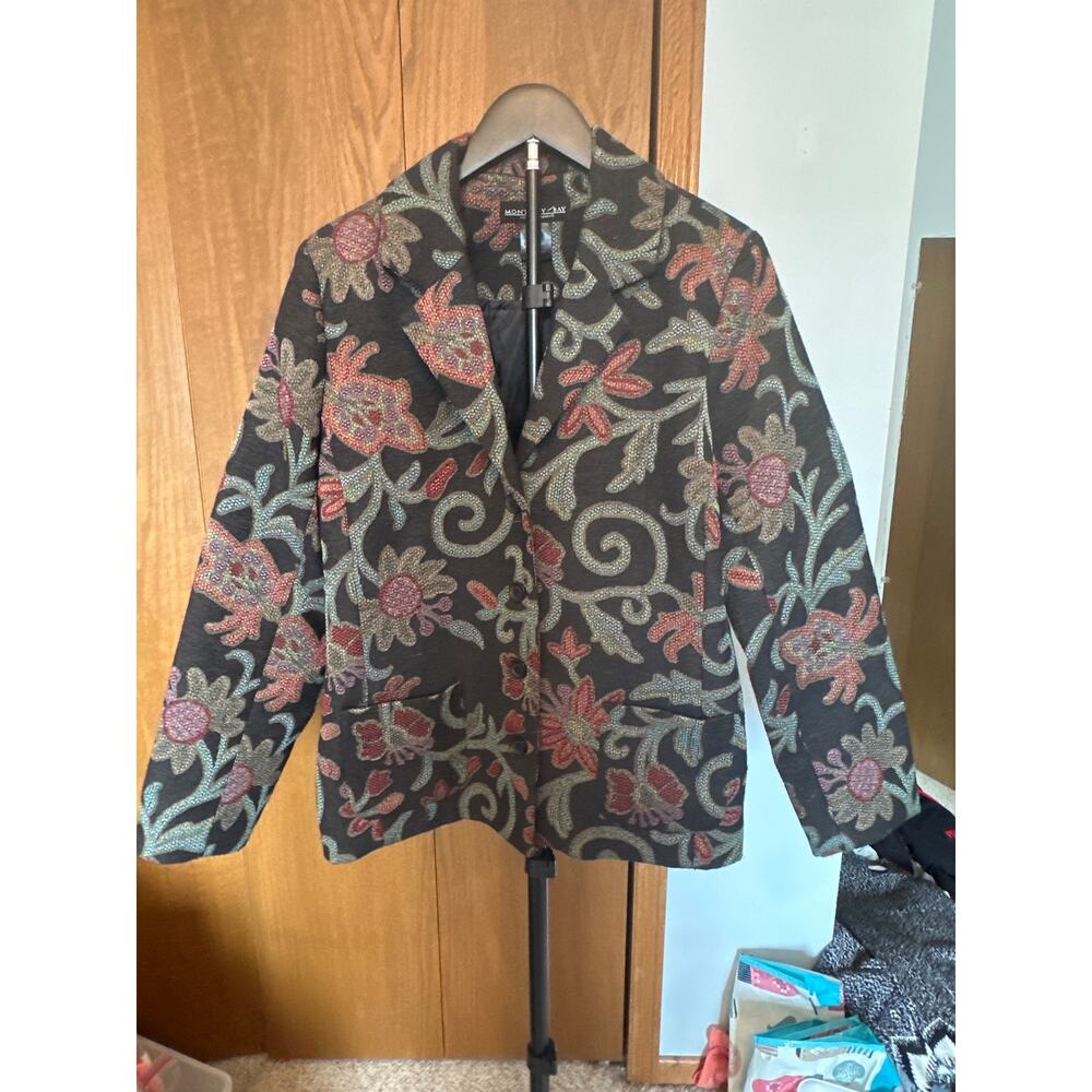 Monterey Bay Floral Tapestry Jacket Blazer Vintage Boho Whimsigoth EUC size 16
